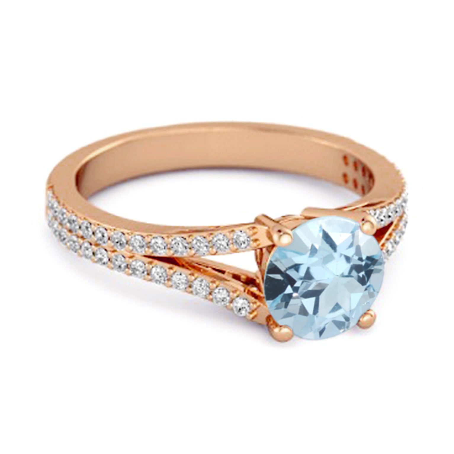 Blue Topaz Split Pavé Band Ring - Sterling Silver