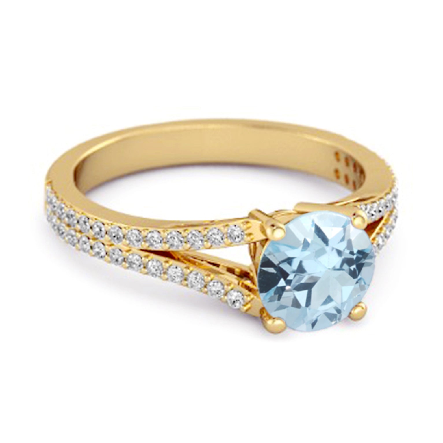 Blue Topaz Split Pavé Band Ring - Sterling Silver