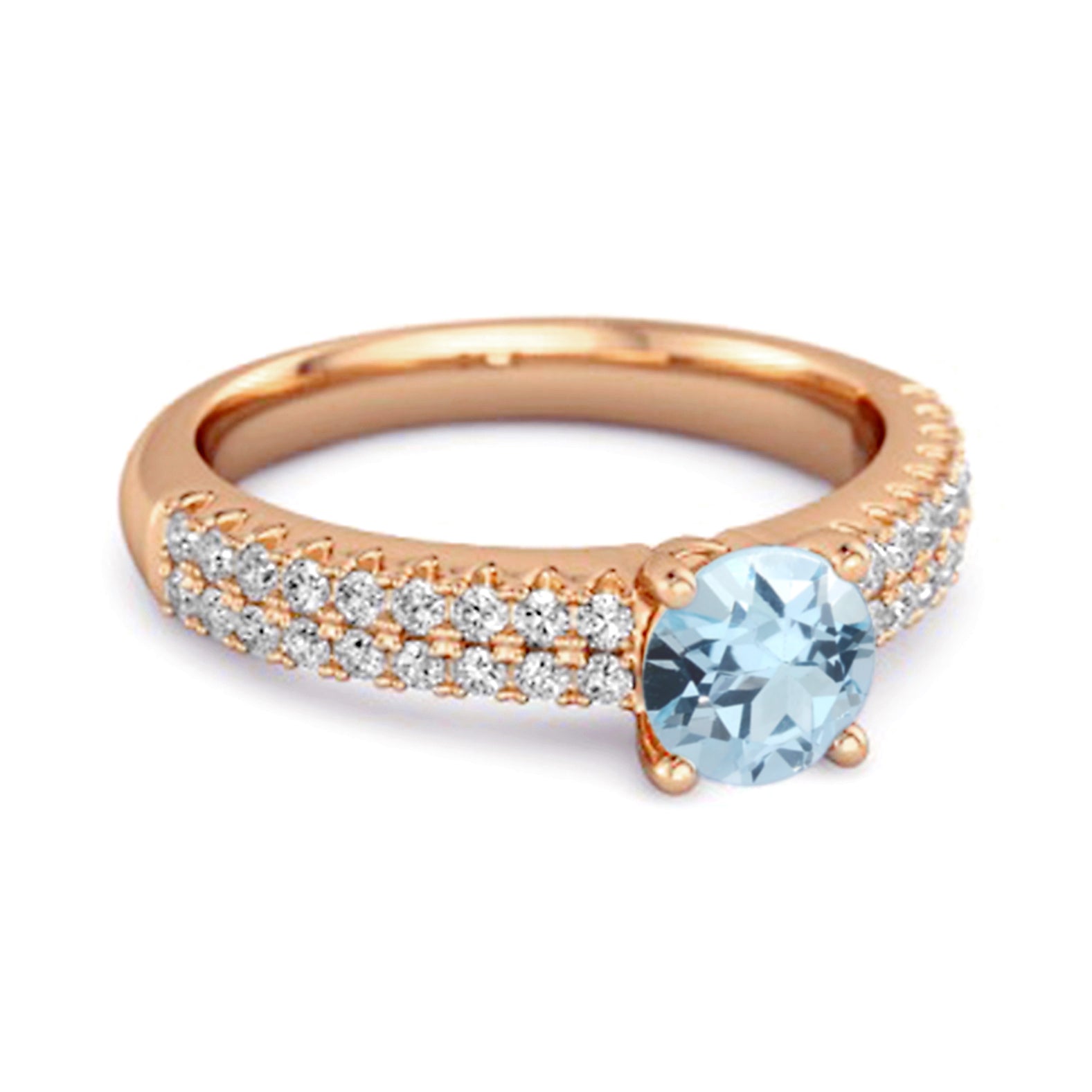 Blue Topaz Double Pavé Band Ring - Sterling Silver