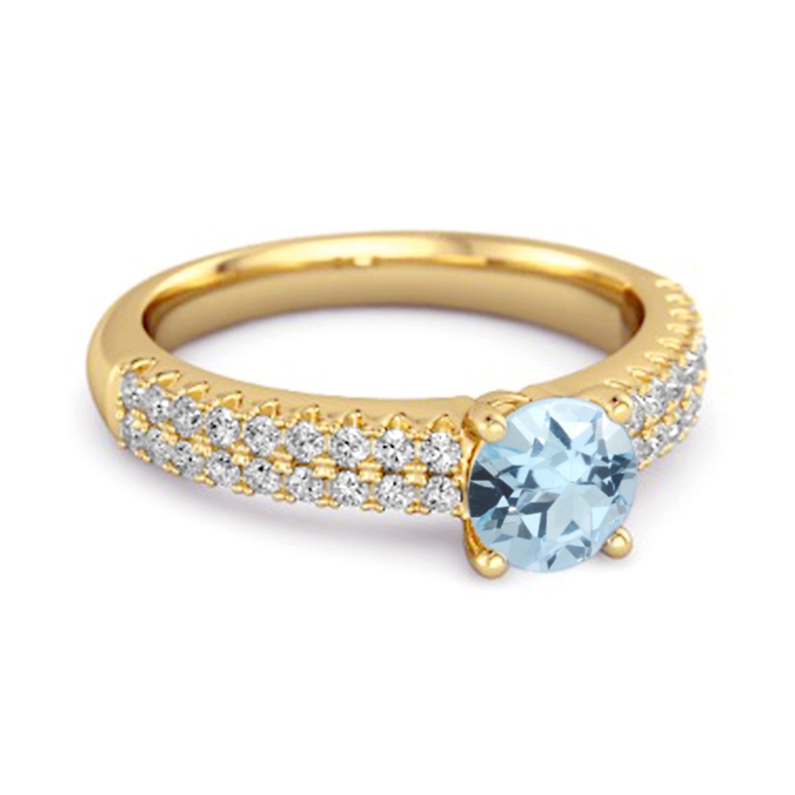 Blue Topaz Double Pavé Band Ring - Sterling Silver