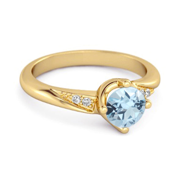 Solitaire 0.25 Ctw Blue Topaz Accents 925 Sterling Silver Women Ring