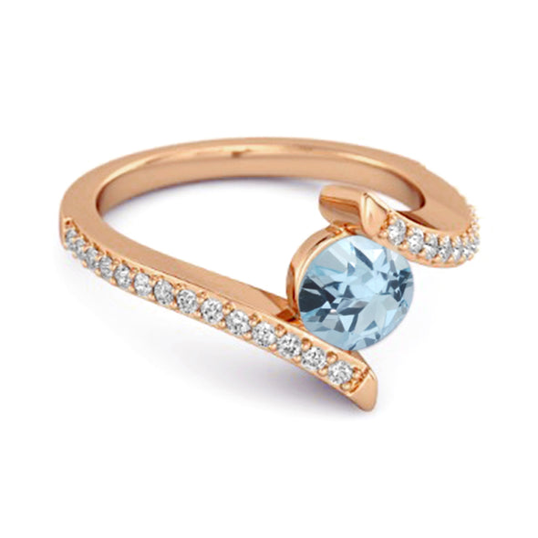 Stackable 925 Sterling Silver Blue Topaz Anniversary Women Ring