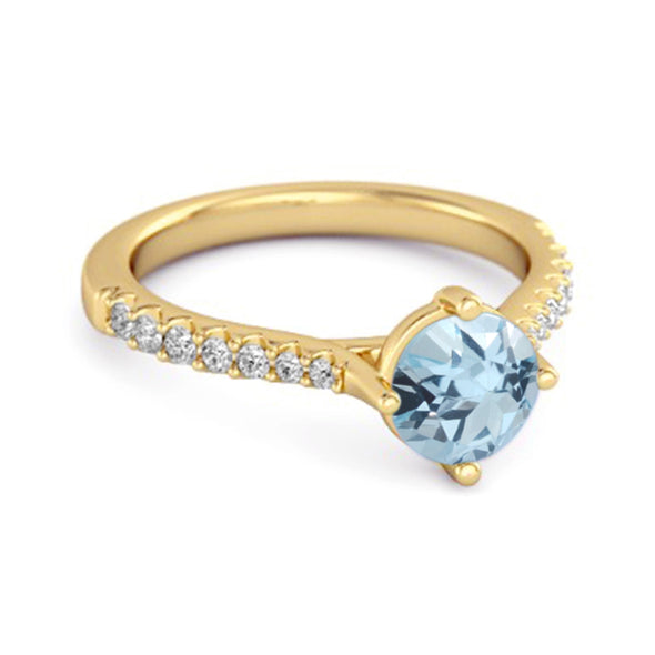 Solitaire Accents 925 Sterling Silver 0.25 Ctw Blue Topaz Princess Ring