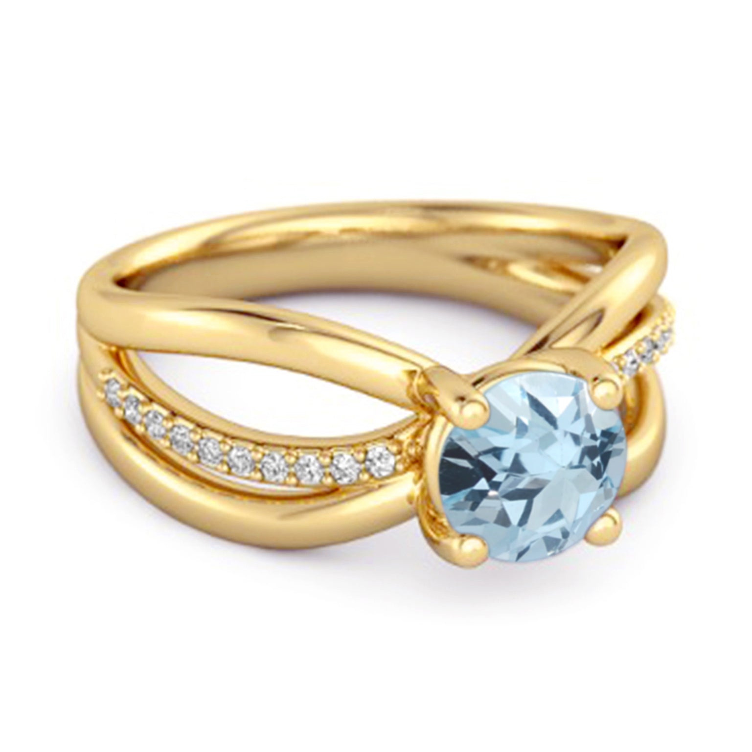 Blue Topaz Infinity Pavé Split Band Ring - Sterling Silver