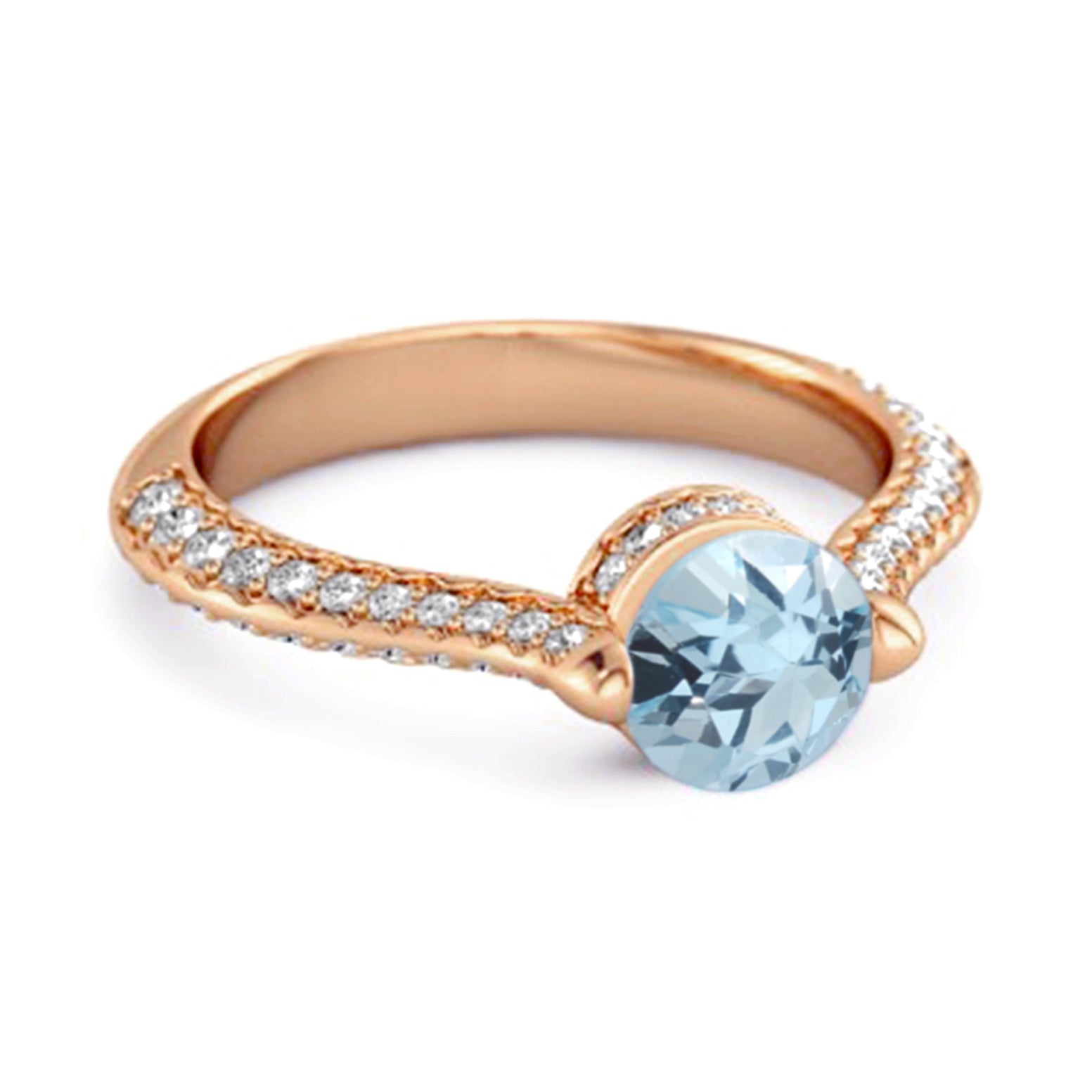 Blue Topaz Pavé Split Band Ring - Sterling Silver