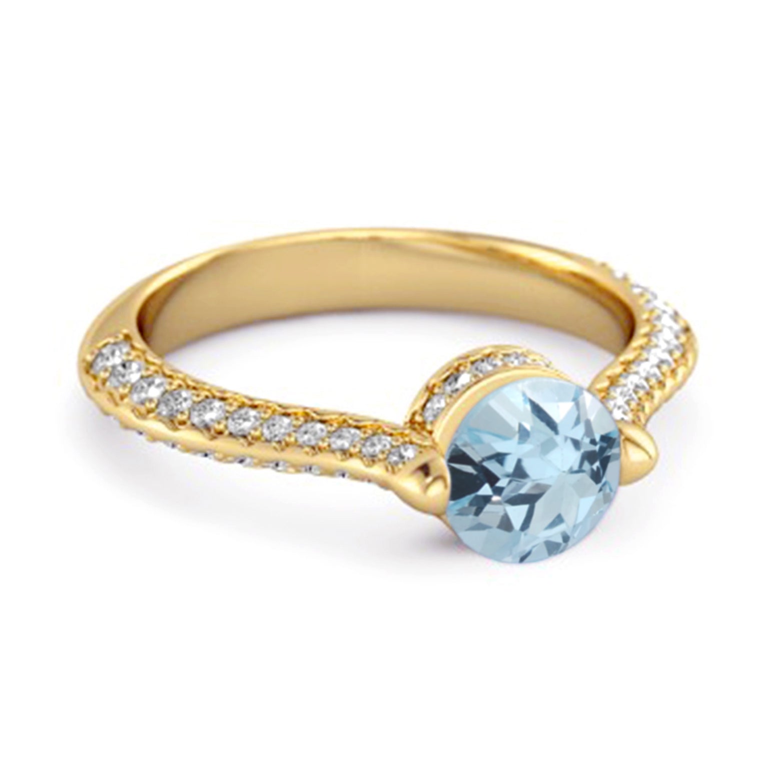Blue Topaz Pavé Split Band Ring - Sterling Silver