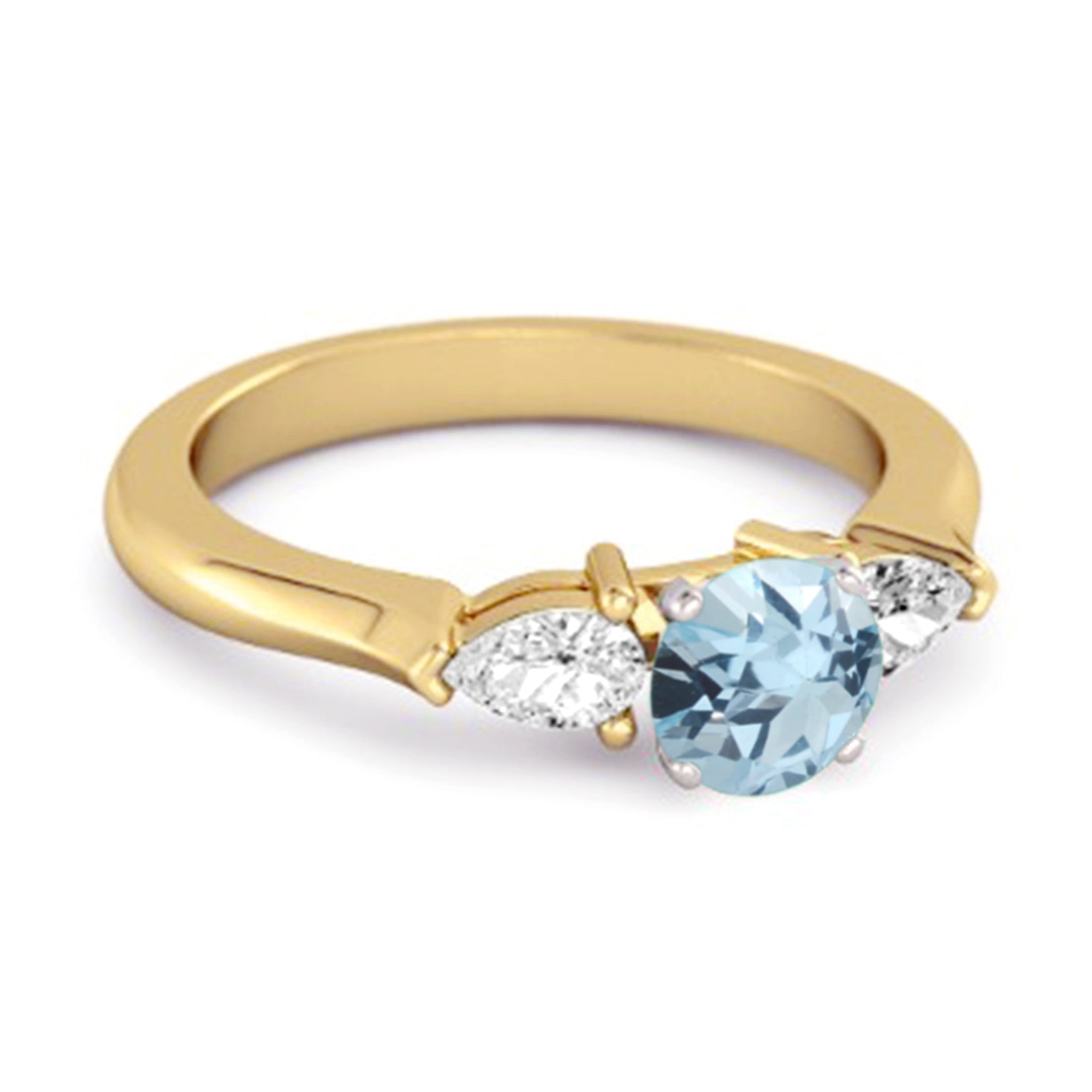 Blue Topaz Three Stone Pear Accent Ring - Sterling Silver
