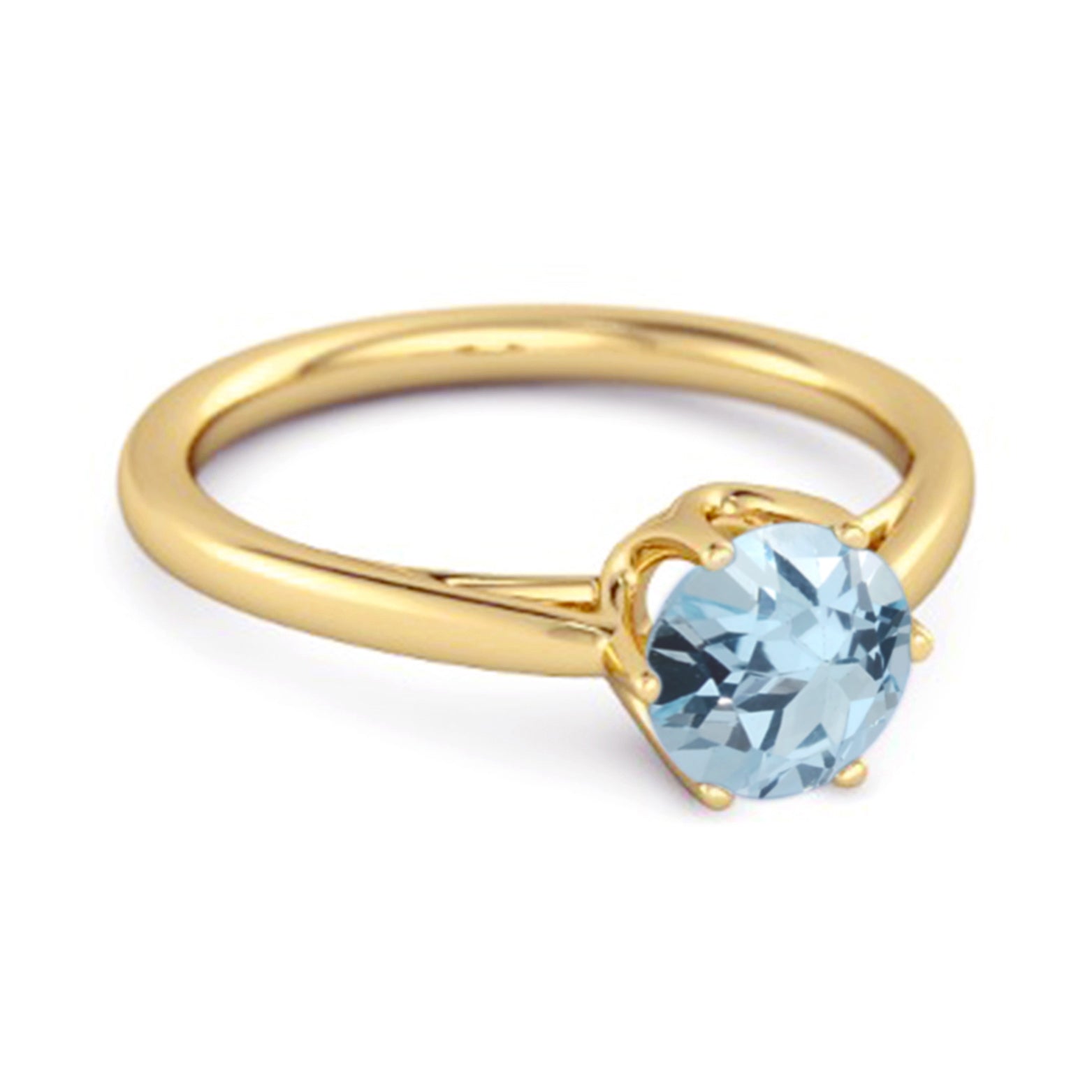 Blue Topaz Minimalist Solitaire Ring - Sterling SIlver