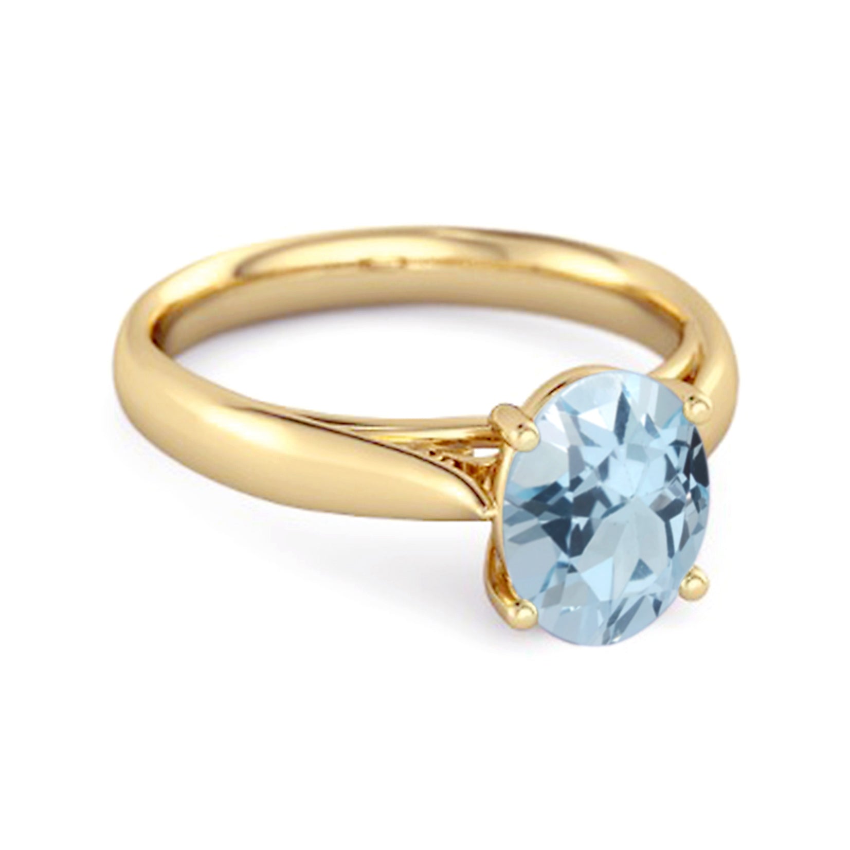 Blue Topaz Classic Solitaire Ring - Sterling Silver