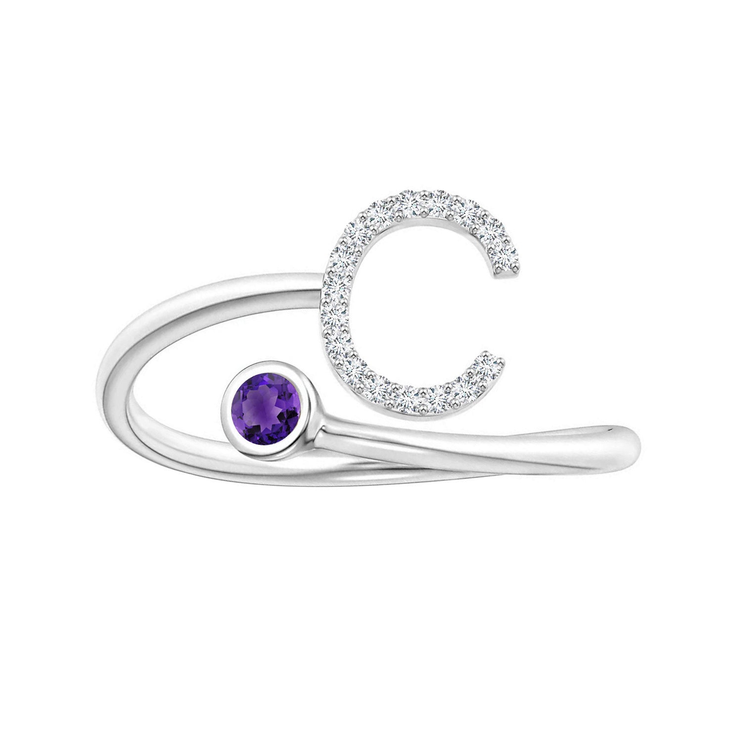Initials Amethyst Alphabet Ring