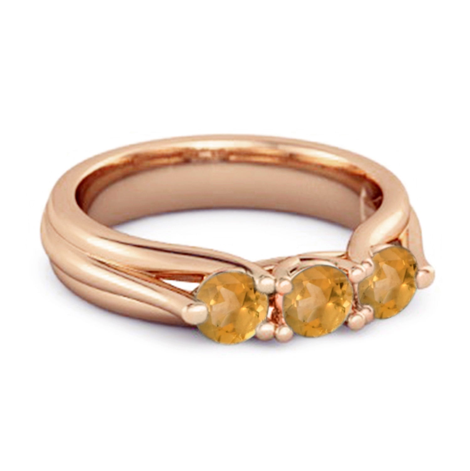 Citrine Three Stone Ring – Sterling Silver
