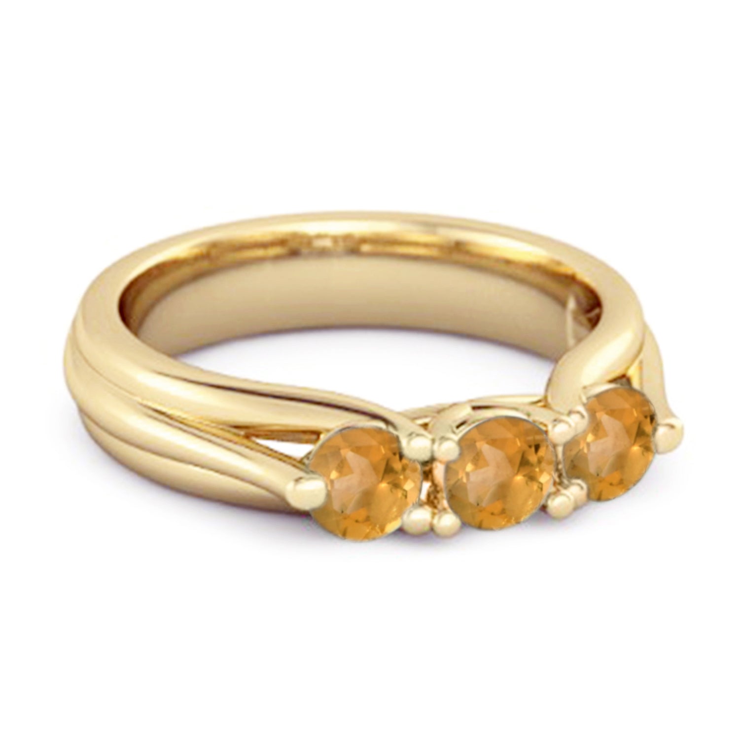 Citrine Three Stone Ring – Sterling Silver