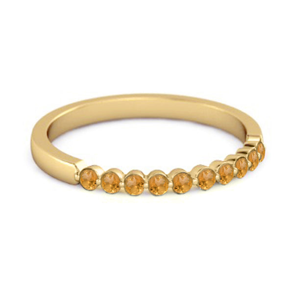0.20 Ct Citrine Half Eternity Stacking Ring 925 Sterling Silver