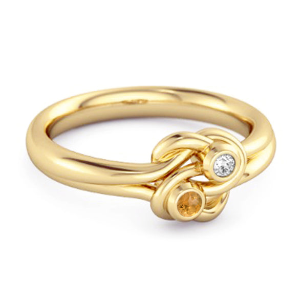 Personalized Love Knot 0.02 Ctw Citrine 925 Silver Commitment Ring