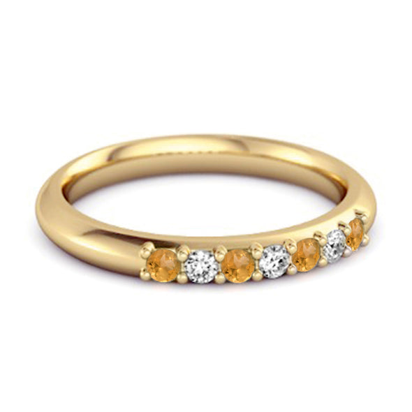 Citrine Eternity 925 Sterling Silver Stackable Mismatch Ring