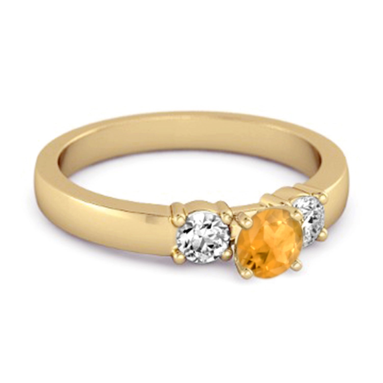 Citrine Elegant Three Stone Ring - Sterling Silver
