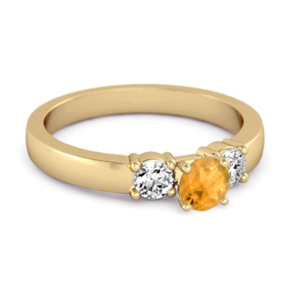 Tri Stone 0.10 Ctw Citrine 925 Sterling Silver Mystery Ring