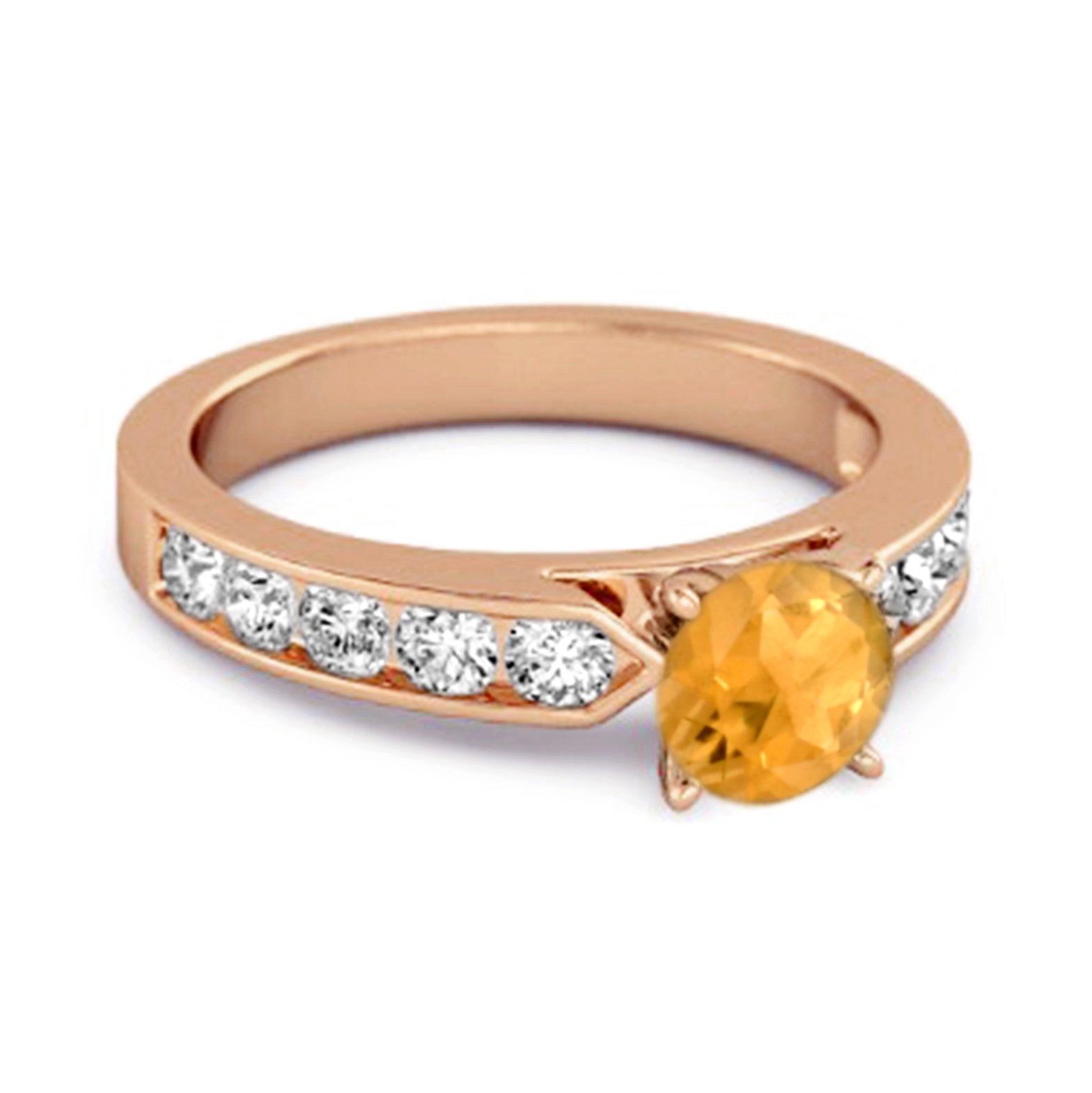 Citrine Round Solitaire Statement Ring – Sterling Silver