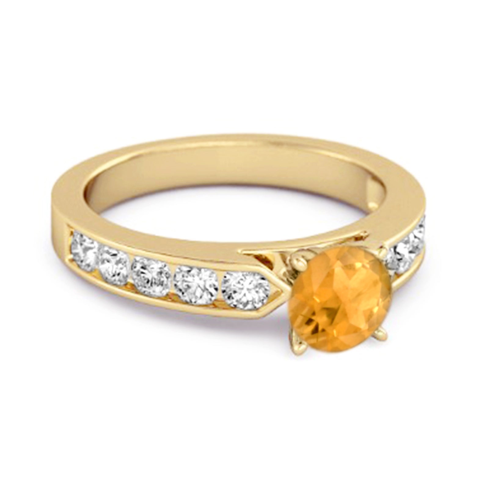 Citrine Round Solitaire Statement Ring – Sterling Silver