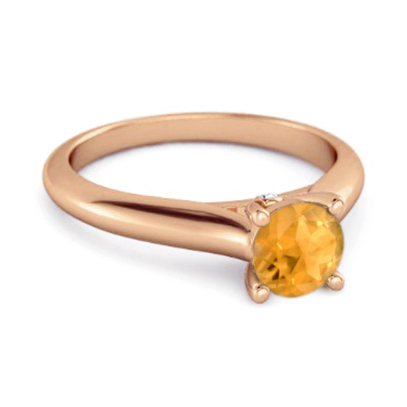0.25 Ctw Citrine Solitaire 925 Silver Delaney Ring