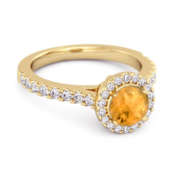 Citrine Birthstone 925 Sterling Silver Solitaire Accents Ring