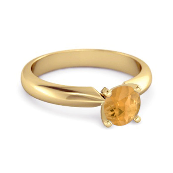 Solitaire 0.25 Cts Brilliant Cut Citrine 925 Silver Promise Ring
