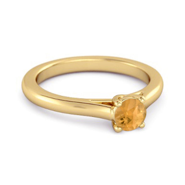 Solitaire Round Cut Citrine 925 Sterling Silver Promise Ring