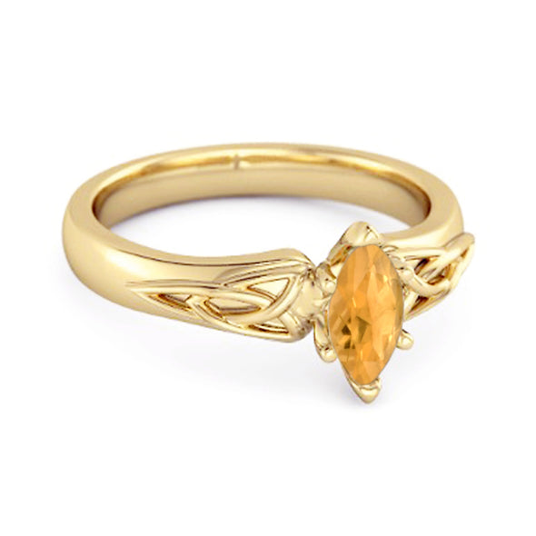 Celtic Citrine Ring 925 Sterling Silver Trinity Knot Band Ring