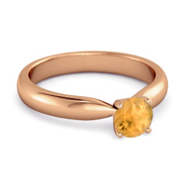 Solitaire Round Cut Citrine 925 Sterling Silver Promise Ring