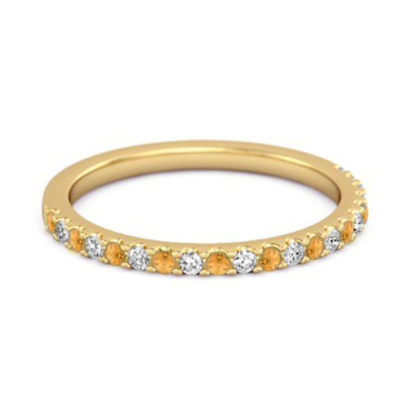 Citrine Half Eternity Band 925 Sterling Silver Stackable Ring