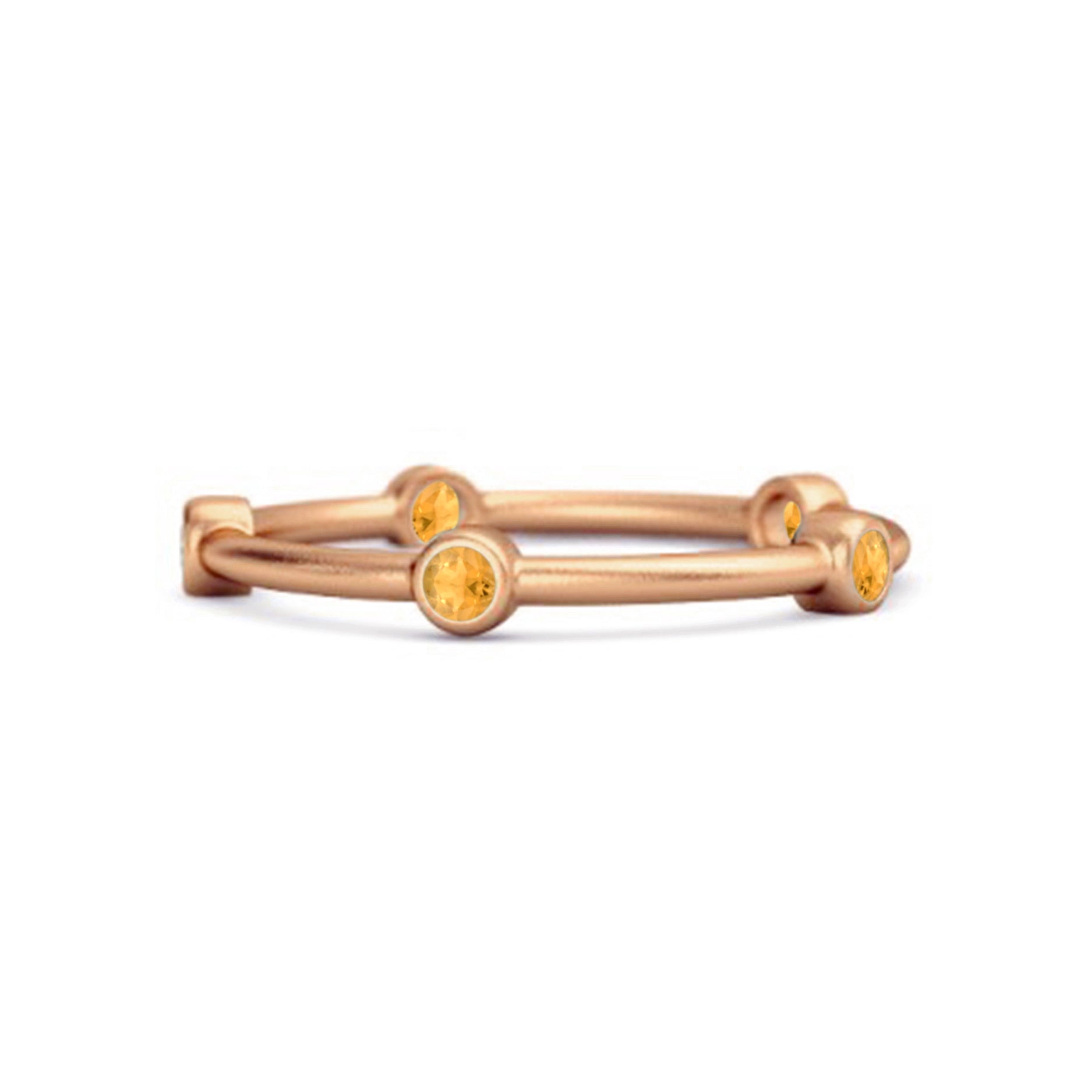 925 Sterling Silver Stackable Wedding Band Citrine Five Stone Ring