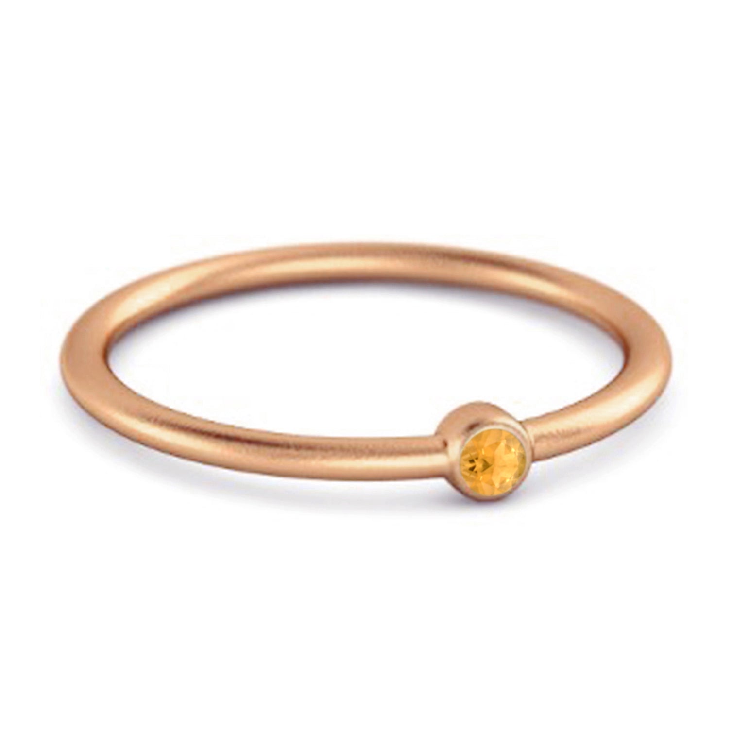 Citrine Minimalist Bezel Solitaire Ring – Sterling Silver