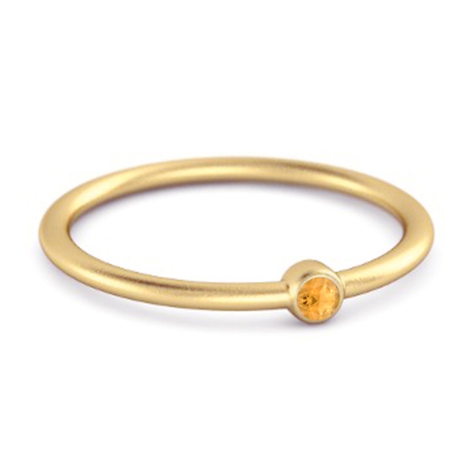 Citrine Minimalist Bezel Solitaire Ring – Sterling Silver