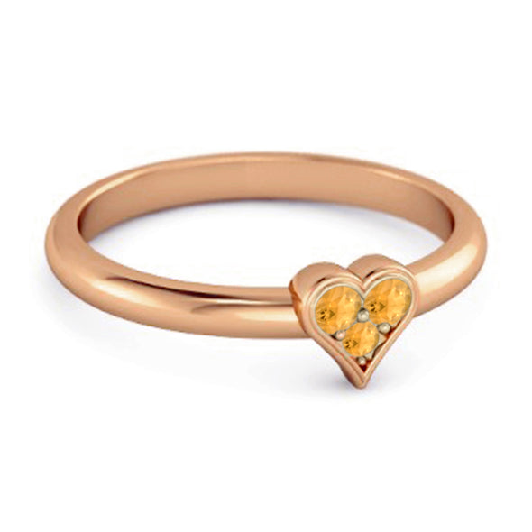 Sparkling Heart Shaped 0.60 Ct Citrine 925 Sterling Silver Ring