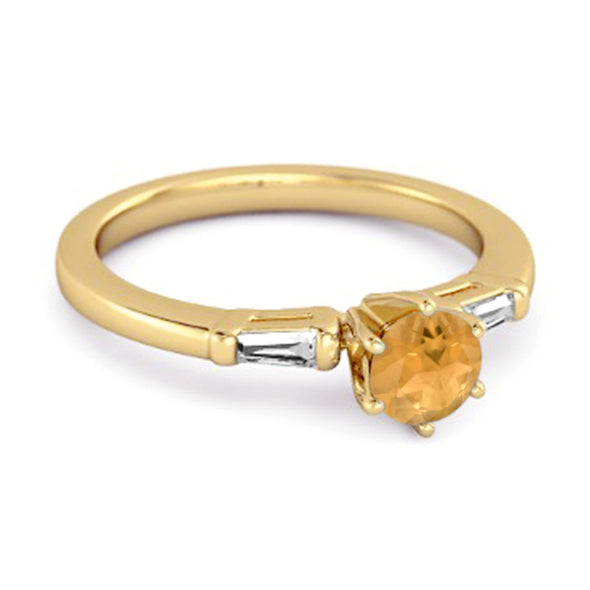 0.10 Ct Citrine 925 Sterling Silver Solitaire Anniversary Ring