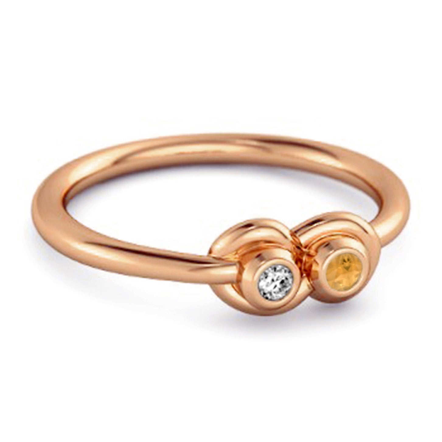 Citrine White Accents Infinity Duo Design Ring – Sterling Silver