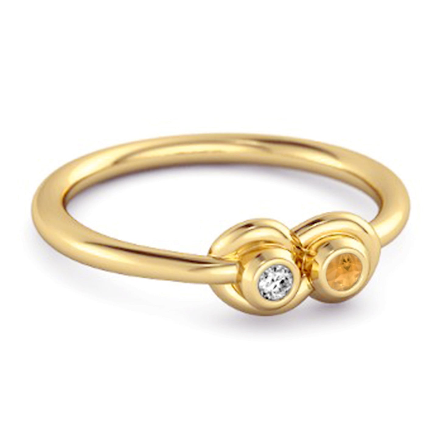 Citrine White Accents Infinity Duo Design Ring – Sterling Silver