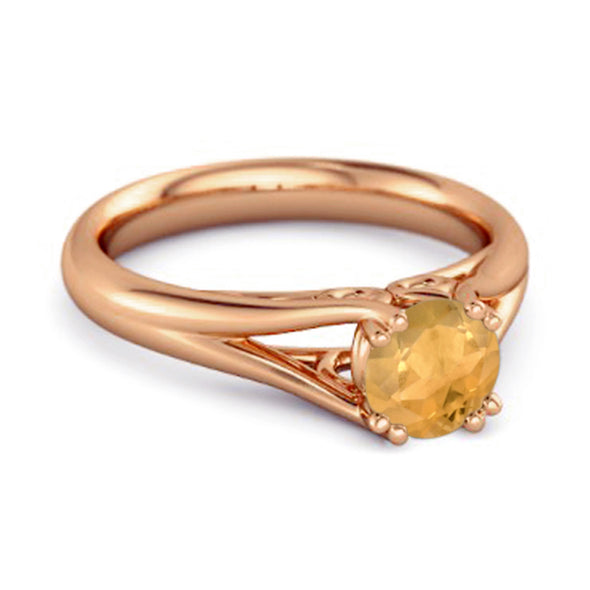 Solitaire 0.25 Ctw Round Citrine 925 Sterling Silver Split Ring