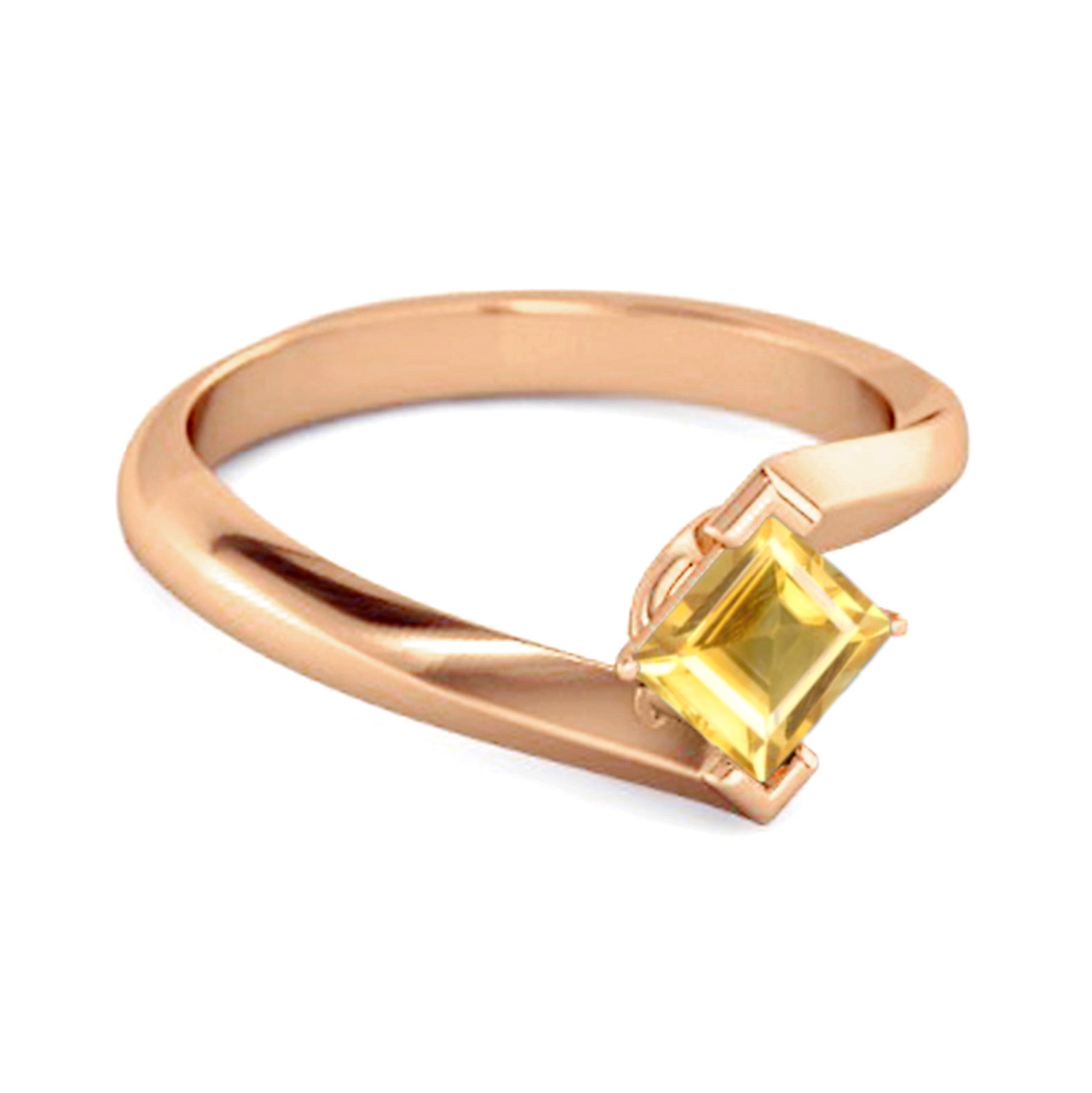 Citrine Modern Twist Band Solitaire Ring – Sterling Silver