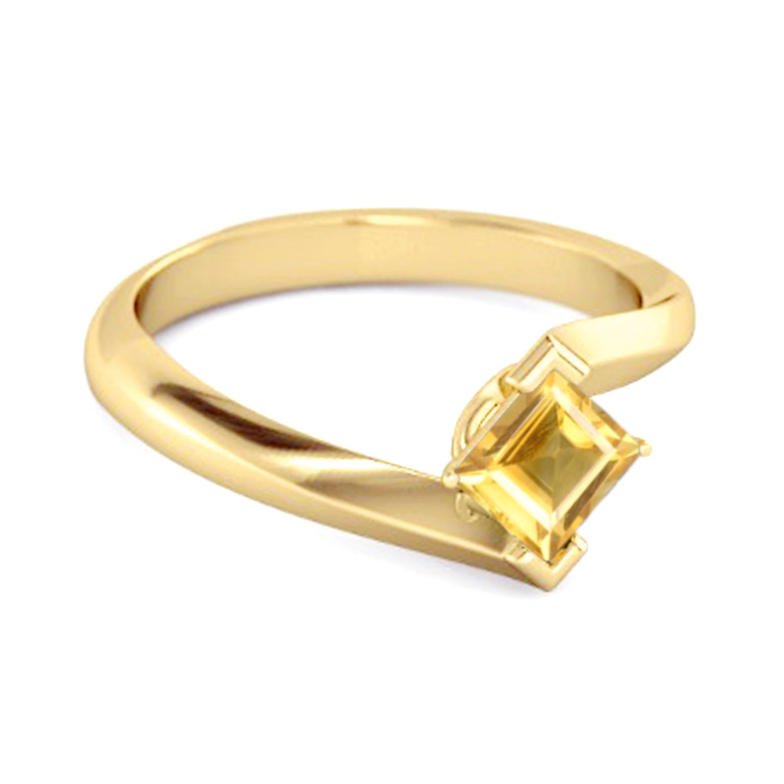 Citrine Modern Twist Band Solitaire Ring – Sterling Silver