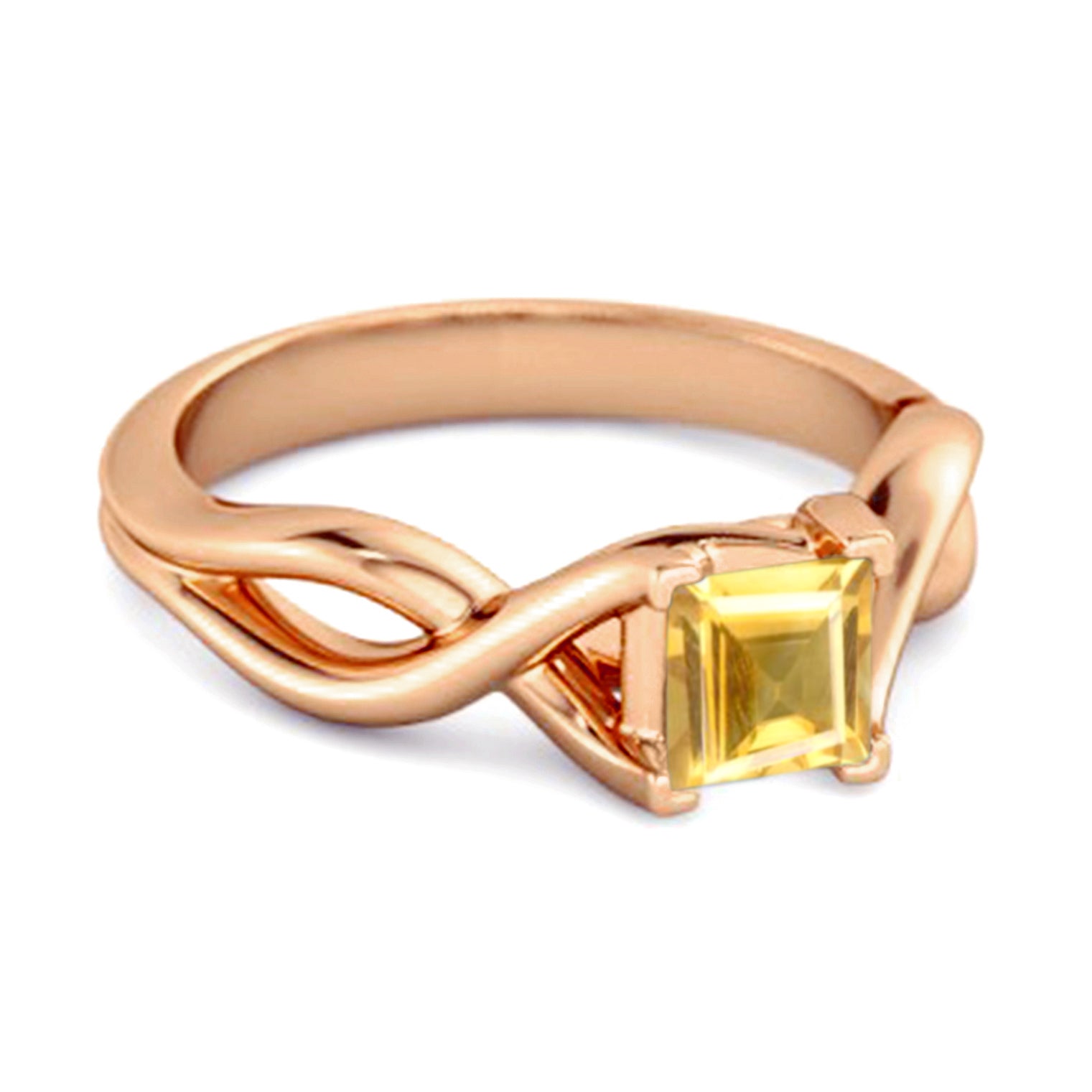 Citrine Celtic Inspired Infinity Design Ring – Sterling Silver