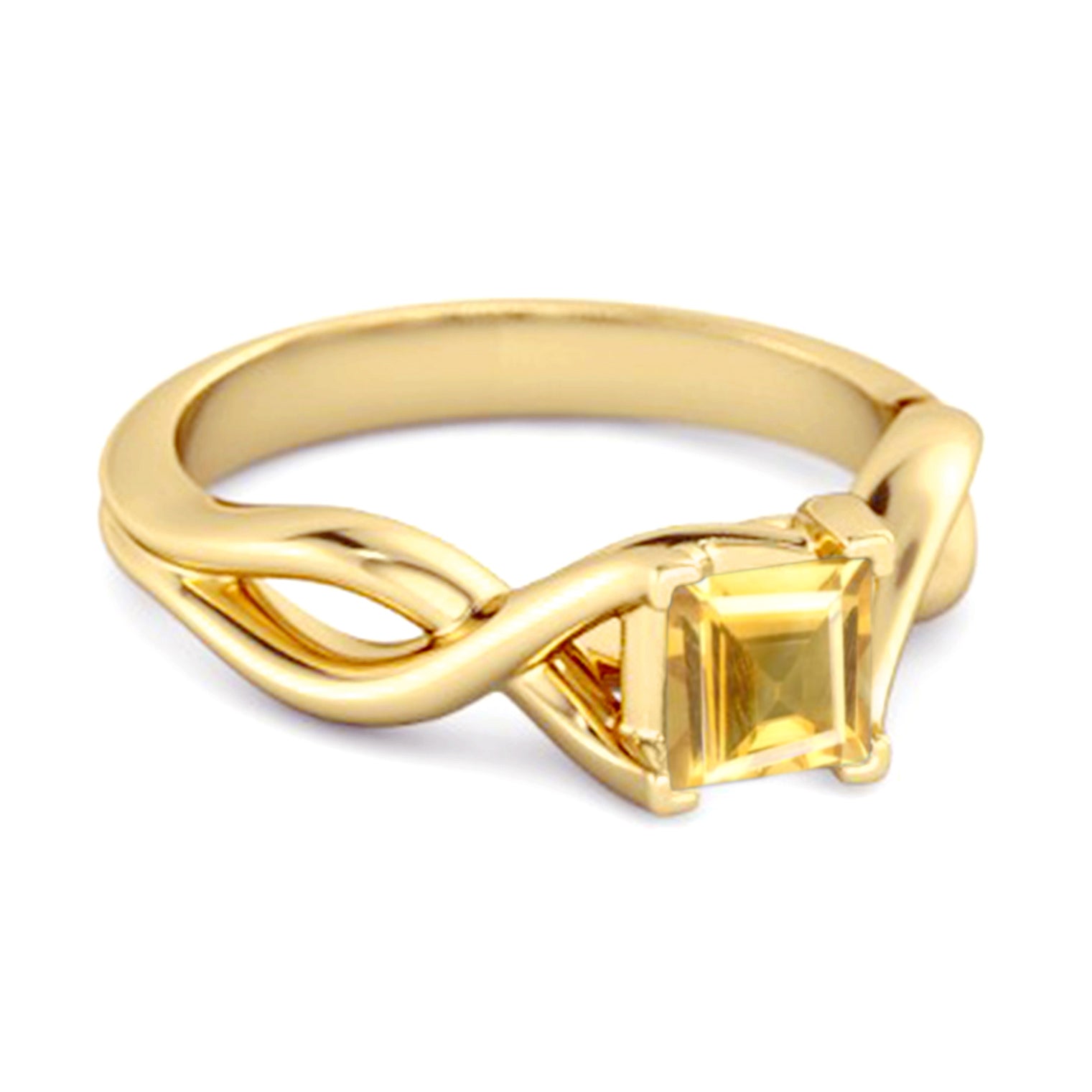 Citrine Celtic Inspired Infinity Design Ring – Sterling Silver
