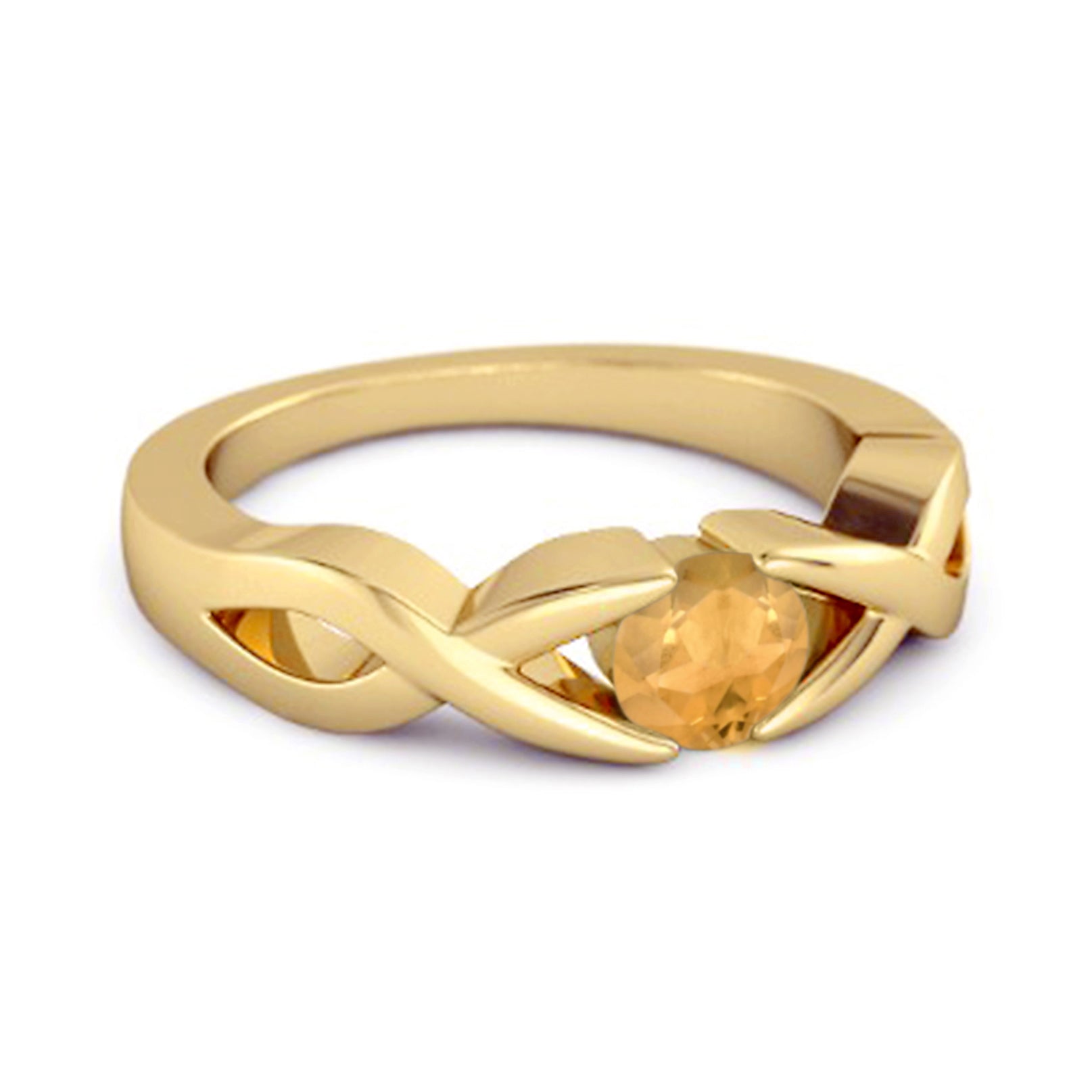Citrine Twisted Infinity Band Design Ring – Sterling Silver