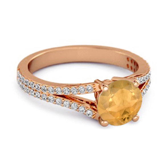 Felicity Design 925 Silver 0.50 Ctw Citrine Solitaire Accents Ring