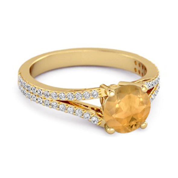 Felicity Design 925 Silver 0.50 Ctw Citrine Solitaire Accents Ring