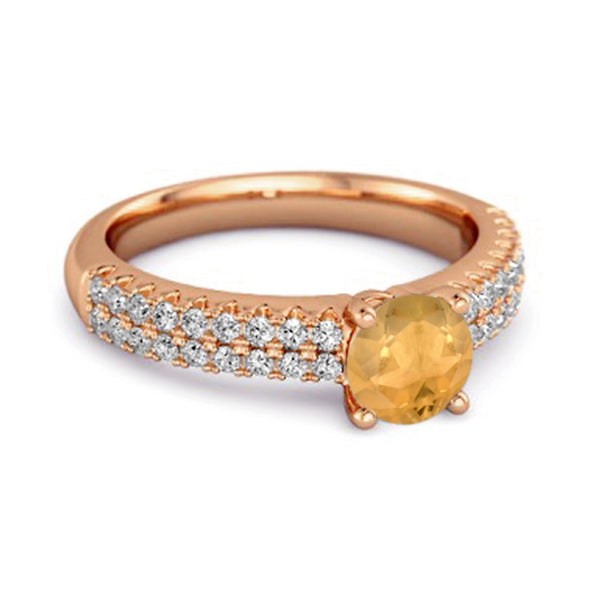 Dual Band 0.10 Ctw Citrine 925 Sterling Silver Stacking Ring