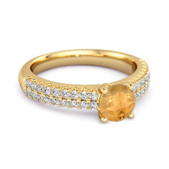 Dual Band 0.10 Ctw Citrine 925 Sterling Silver Stacking Ring