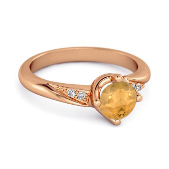 Solitaire 0.25 Ctw Citrine Accents 925 Sterling Silver Women Ring