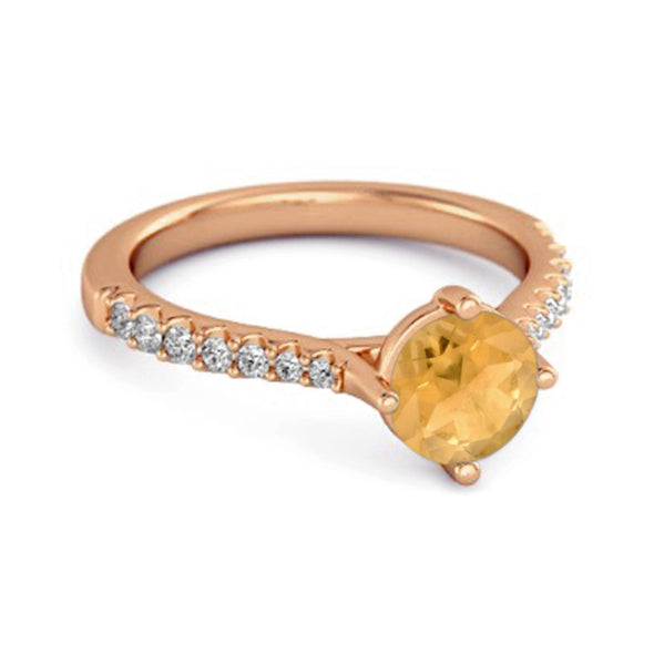 Solitaire Accents 925 Sterling Silver 0.25 Ctw Citrine Princess Ring