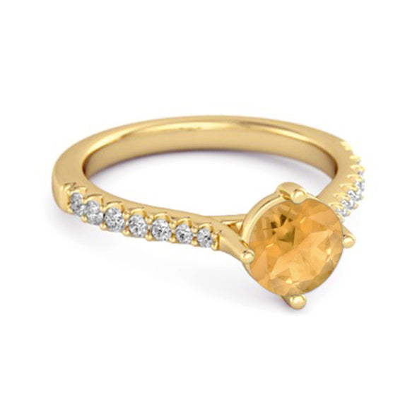 Solitaire Accents 925 Sterling Silver 0.25 Ctw Citrine Princess Ring